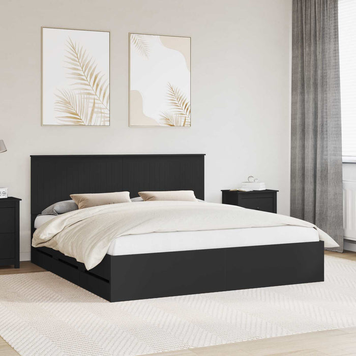Cadru de pat cu sertar Negru 180 x 200 cm Lemn Ingineresc - WALTI WALTI