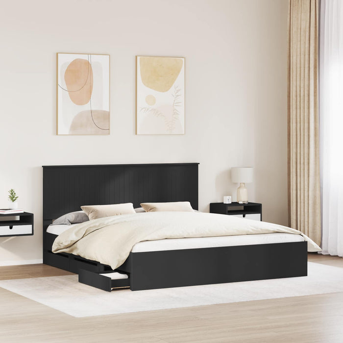 Cadru de pat cu sertar Negru 180 x 200 cm Lemn Ingineresc - WALTI WALTI