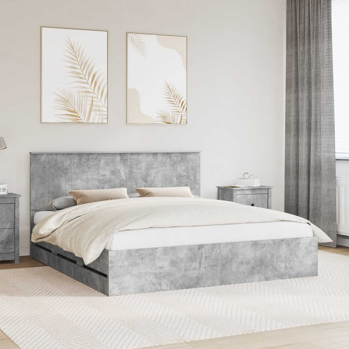 Cadru de pat Gri din beton 180 x 200 cm Lemn Ingineresc - WALTI WALTI