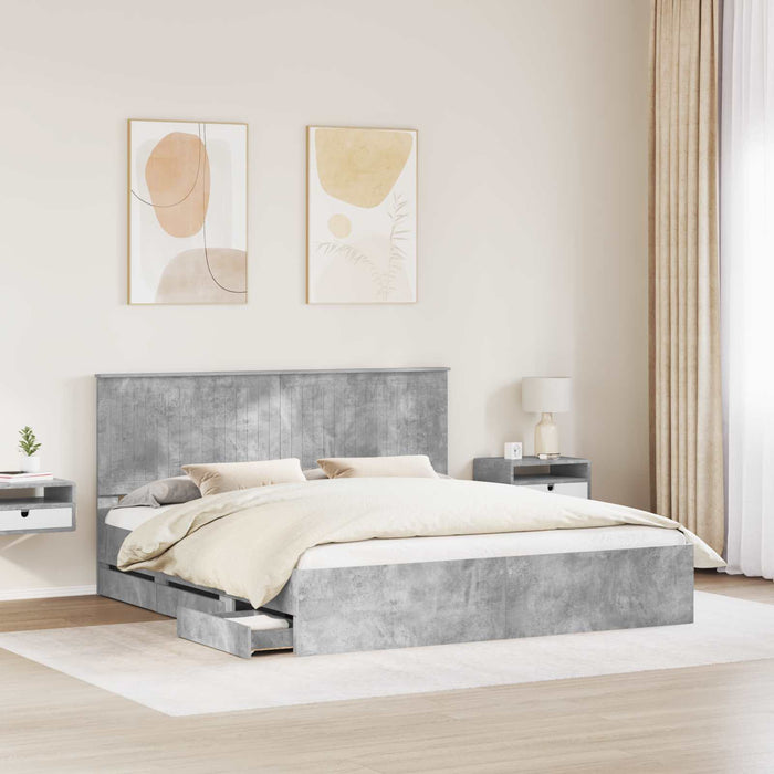 Cadru de pat Gri din beton 180 x 200 cm Lemn Ingineresc - WALTI WALTI