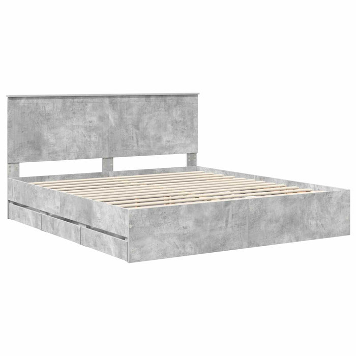 Cadru de pat Gri din beton 180 x 200 cm Lemn Ingineresc - WALTI WALTI