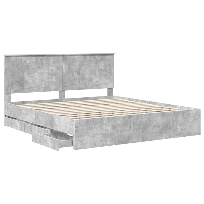 Cadru de pat Gri din beton 180 x 200 cm Lemn Ingineresc - WALTI WALTI
