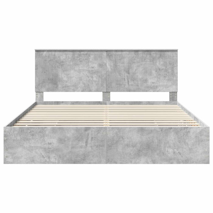 Cadru de pat Gri din beton 180 x 200 cm Lemn Ingineresc - WALTI WALTI