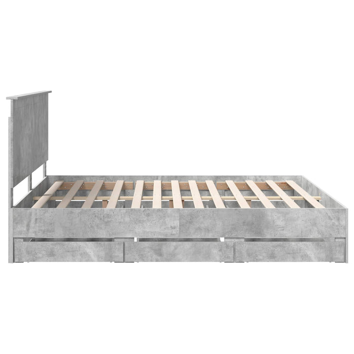Cadru de pat Gri din beton 180 x 200 cm Lemn Ingineresc - WALTI WALTI