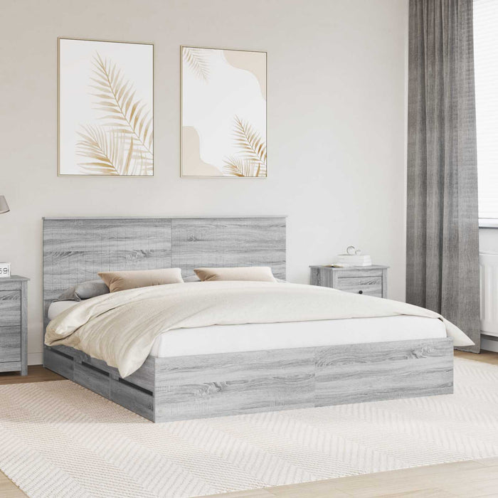 Cadru de pat cu sertar Gri Sonoma 180 x 200 cm Lemn Ingineresc - WALTI WALTI