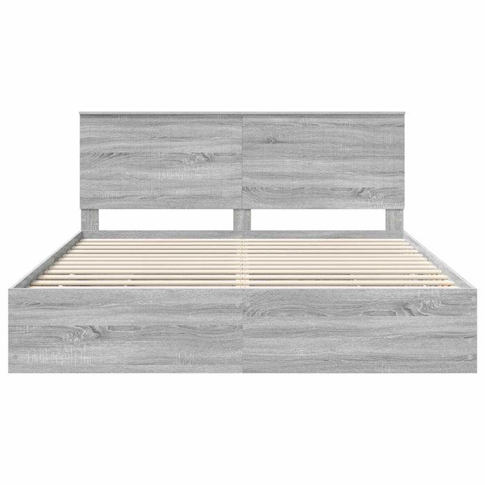 Cadru de pat cu sertar Gri Sonoma 180 x 200 cm Lemn Ingineresc - WALTI WALTI