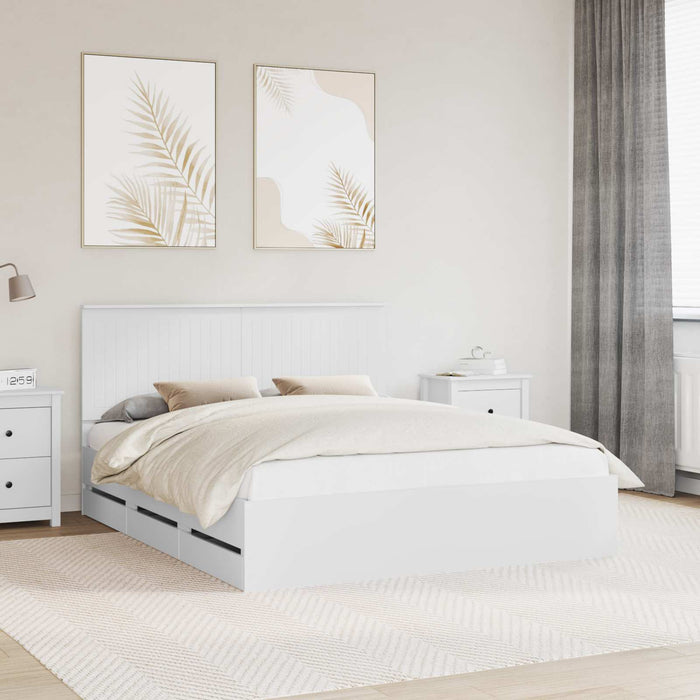 Cadru de pat cu sertar Alb 160 x 200 cm Lemn Ingineresc - WALTI WALTI