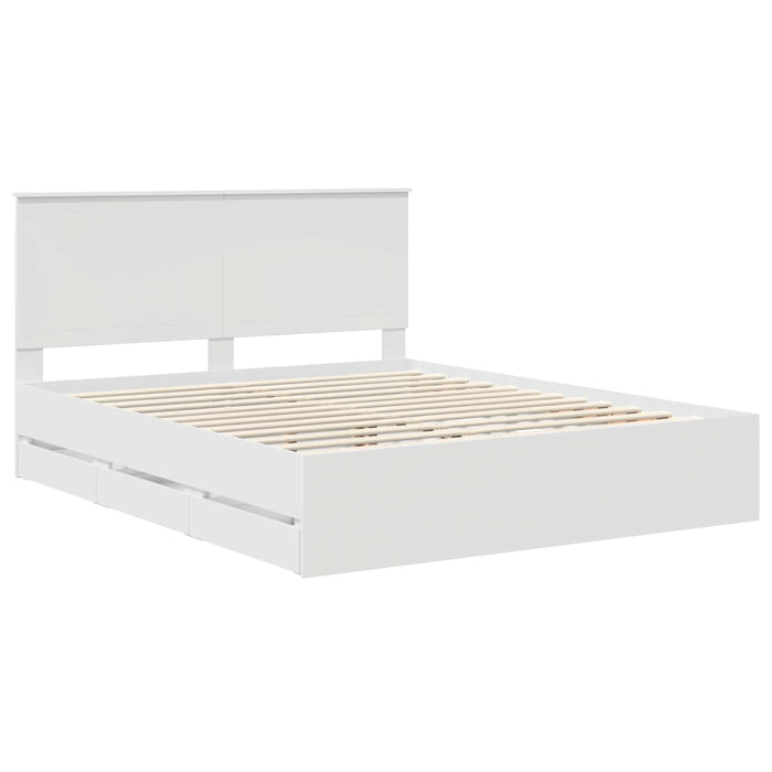 Cadru de pat cu sertar Alb 160 x 200 cm Lemn Ingineresc - WALTI WALTI