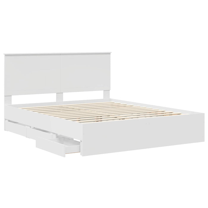 Cadru de pat cu sertar Alb 160 x 200 cm Lemn Ingineresc - WALTI WALTI