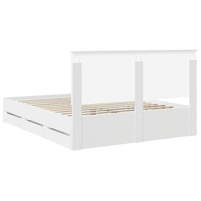 Cadru de pat cu sertar Alb 160 x 200 cm Lemn Ingineresc - WALTI WALTI