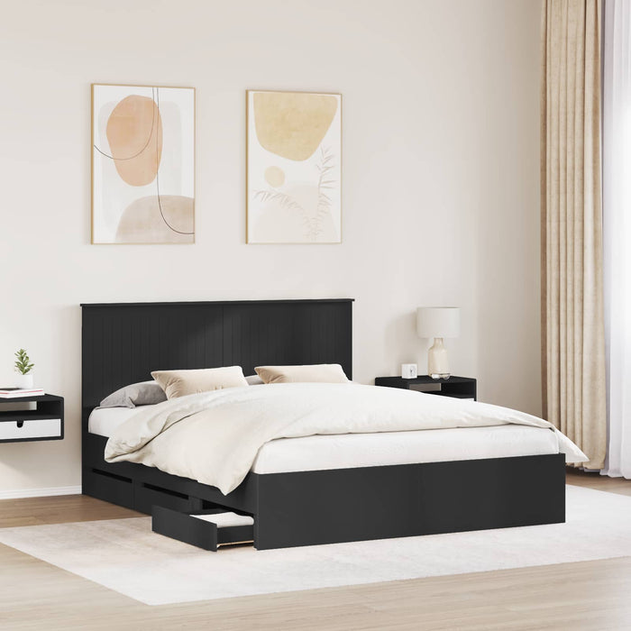 Cadru de pat cu sertar Negru 160 x 200 cm Lemn Ingineresc - WALTI WALTI