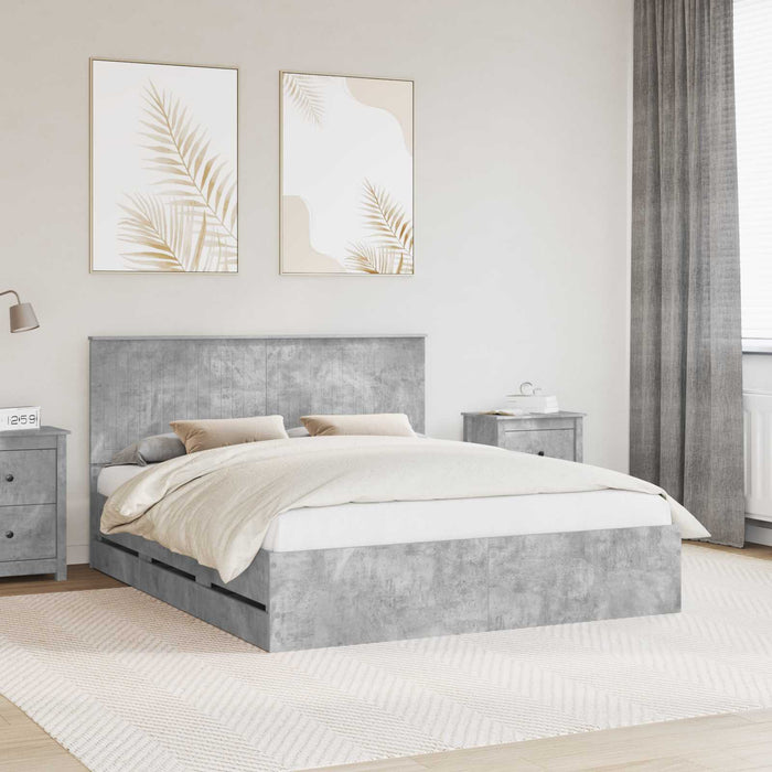 Cadru de pat Gri din beton 160 x 200 cm Lemn Ingineresc - WALTI WALTI