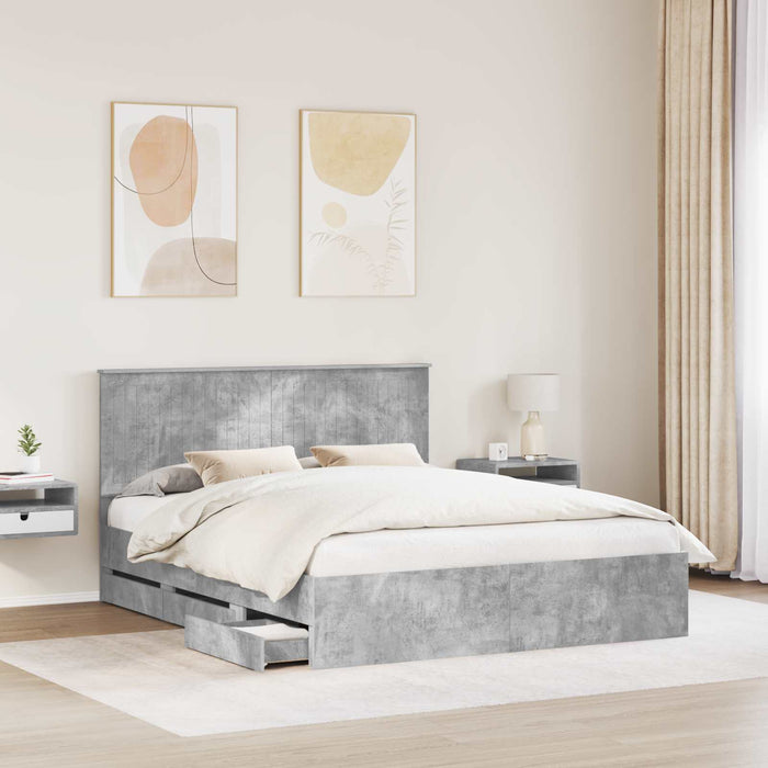 Cadru de pat Gri din beton 160 x 200 cm Lemn Ingineresc - WALTI WALTI