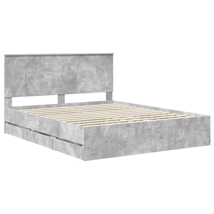 Cadru de pat Gri din beton 160 x 200 cm Lemn Ingineresc - WALTI WALTI