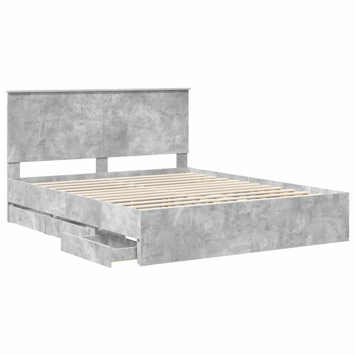 Cadru de pat Gri din beton 160 x 200 cm Lemn Ingineresc - WALTI WALTI
