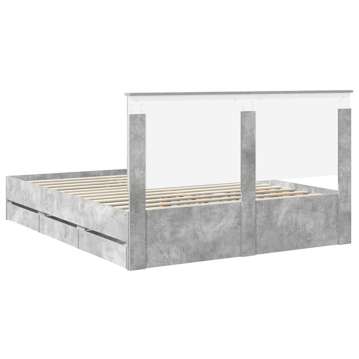 Cadru de pat Gri din beton 160 x 200 cm Lemn Ingineresc - WALTI WALTI