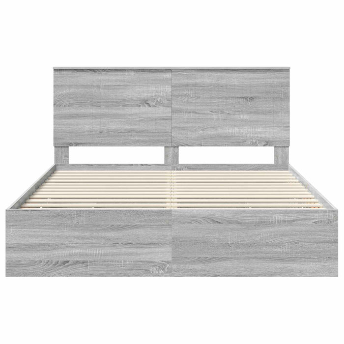 Cadru de pat cu sertar Gri Sonoma 160 x 200 cm Lemn Ingineresc - WALTI WALTI