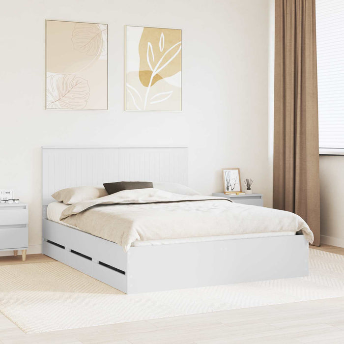 Cadru de pat cu sertar Alb 150 x 200 cm Lemn Ingineresc - WALTI WALTI