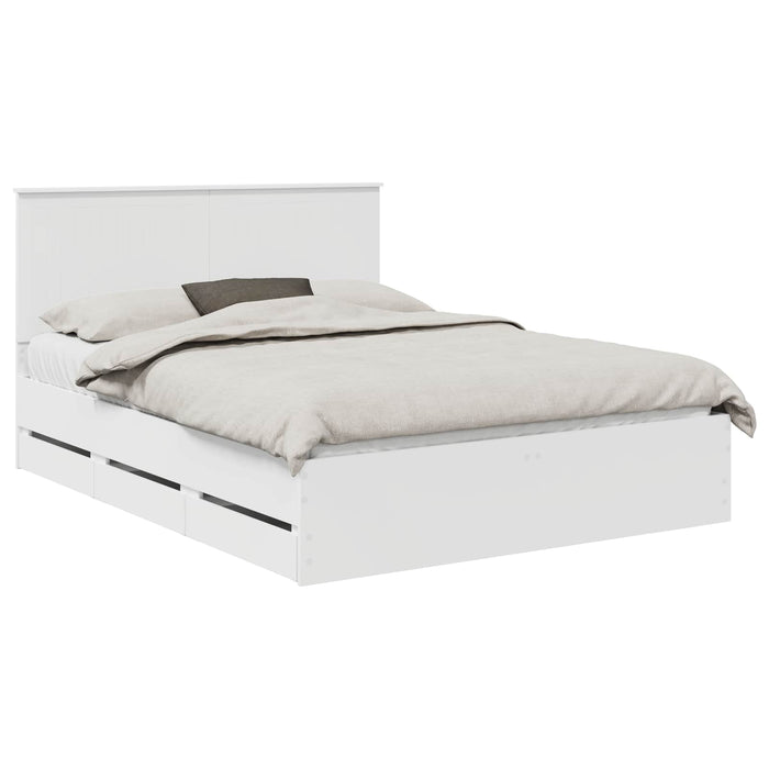 Cadru de pat cu sertar Alb 150 x 200 cm Lemn Ingineresc - WALTI WALTI