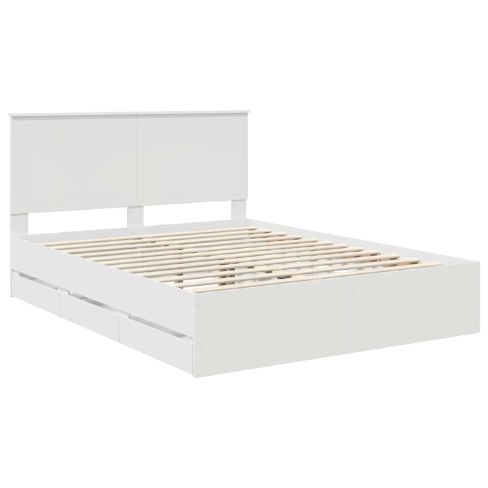 Cadru de pat cu sertar Alb 150 x 200 cm Lemn Ingineresc - WALTI WALTI