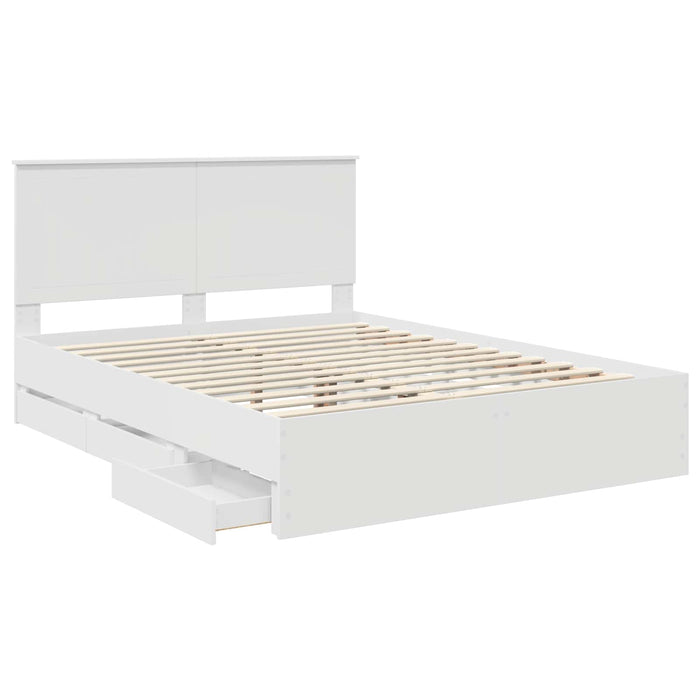 Cadru de pat cu sertar Alb 150 x 200 cm Lemn Ingineresc - WALTI WALTI