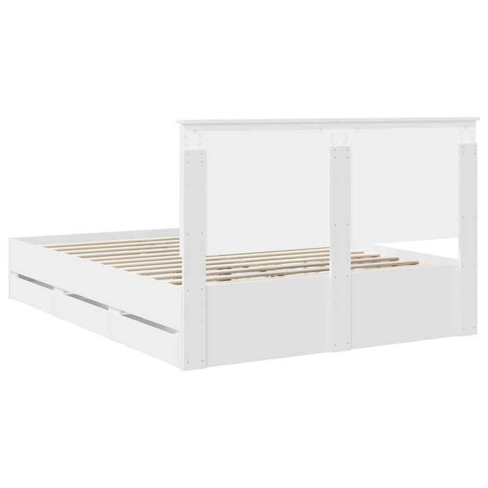 Cadru de pat cu sertar Alb 150 x 200 cm Lemn Ingineresc - WALTI WALTI