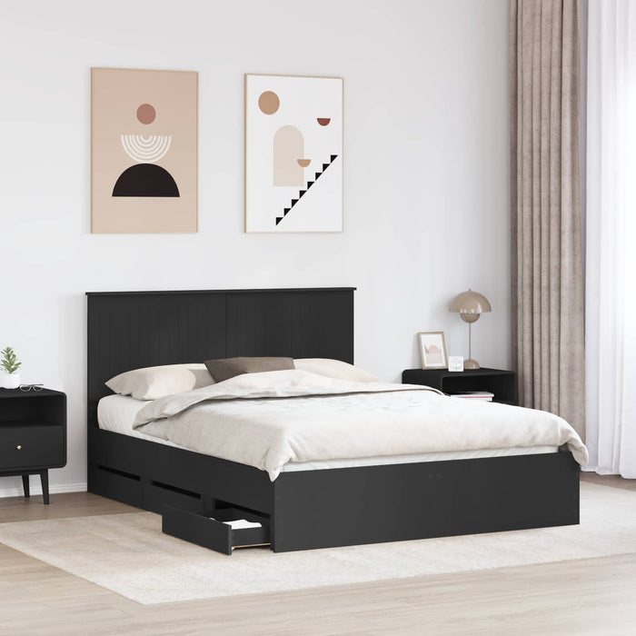 Cadru de pat cu sertar Negru 150 x 200 cm Lemn Ingineresc - WALTI WALTI