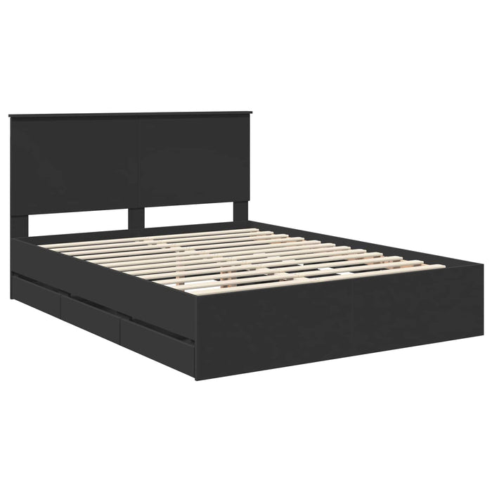 Cadru de pat cu sertar Negru 150 x 200 cm Lemn Ingineresc - WALTI WALTI