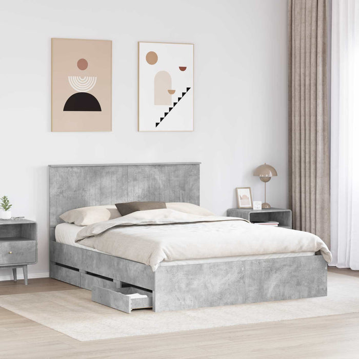 Cadru de pat Gri din beton 150 x 200 cm Lemn Ingineresc - WALTI WALTI