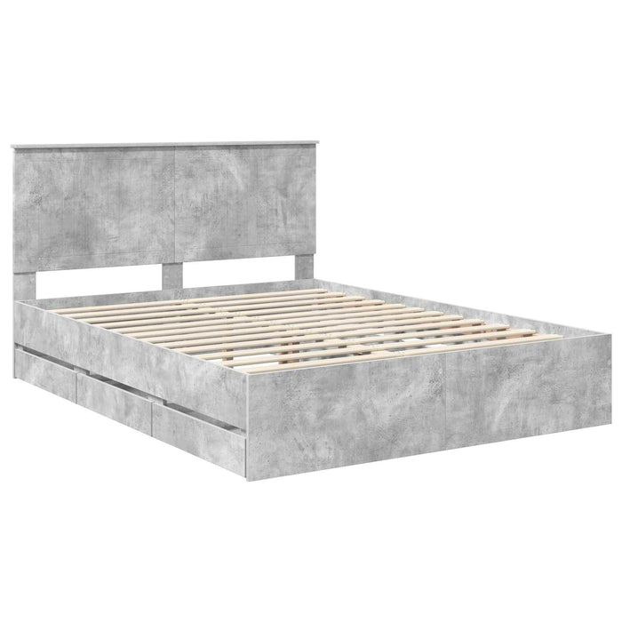 Cadru de pat Gri din beton 150 x 200 cm Lemn Ingineresc - WALTI WALTI