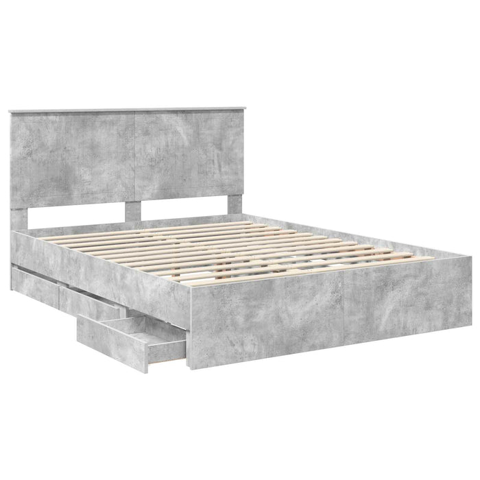 Cadru de pat Gri din beton 150 x 200 cm Lemn Ingineresc - WALTI WALTI