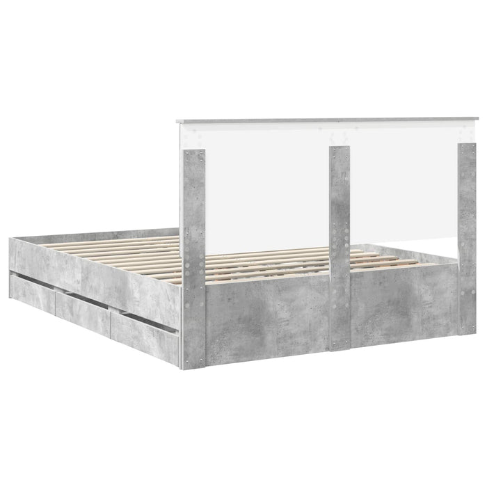 Cadru de pat Gri din beton 150 x 200 cm Lemn Ingineresc - WALTI WALTI