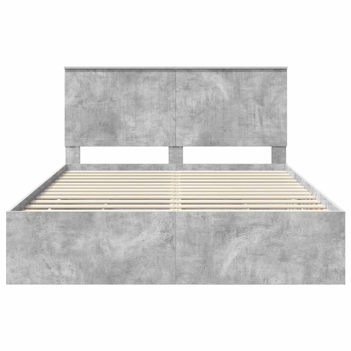 Cadru de pat Gri din beton 150 x 200 cm Lemn Ingineresc - WALTI WALTI