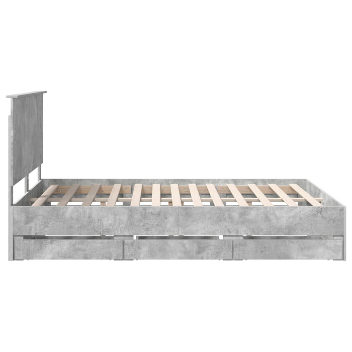 Cadru de pat Gri din beton 150 x 200 cm Lemn Ingineresc - WALTI WALTI