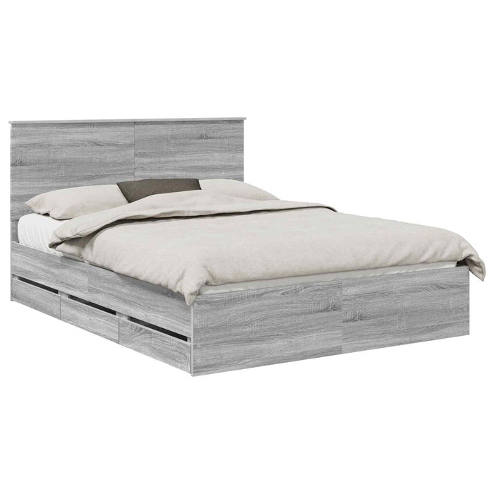 Cadru de pat cu sertar Gri Sonoma 150 x 200 cm Lemn Ingineresc - WALTI WALTI
