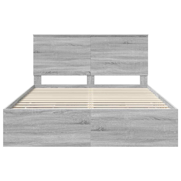 Cadru de pat cu sertar Gri Sonoma 150 x 200 cm Lemn Ingineresc - WALTI WALTI