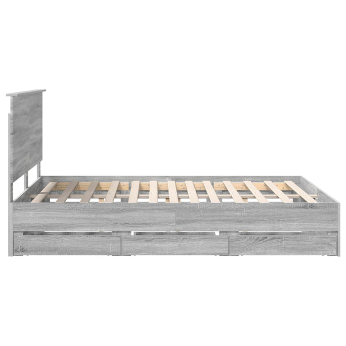 Cadru de pat cu sertar Gri Sonoma 150 x 200 cm Lemn Ingineresc - WALTI WALTI