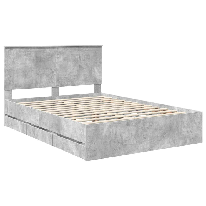Cadru de pat Gri din beton 140 x 200 cm Lemn Ingineresc - WALTI WALTI