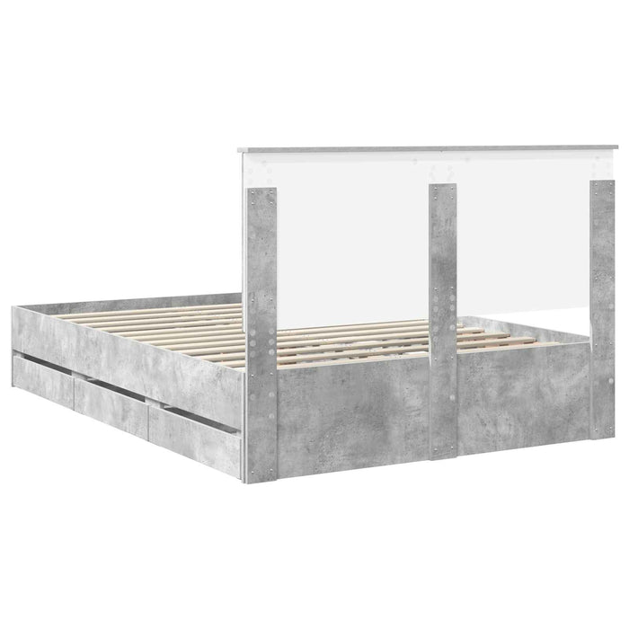 Cadru de pat Gri din beton 140 x 200 cm Lemn Ingineresc - WALTI WALTI