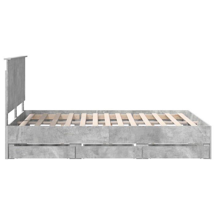 Cadru de pat Gri din beton 140 x 200 cm Lemn Ingineresc - WALTI WALTI