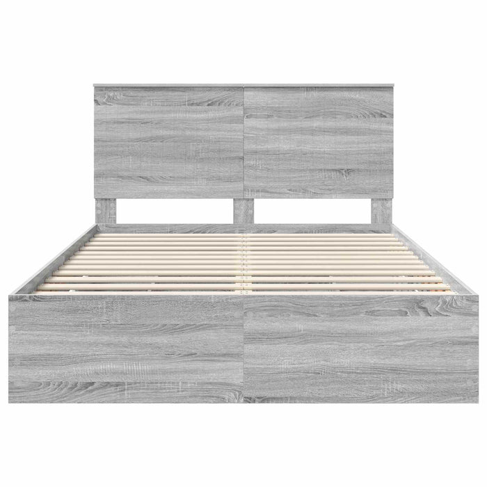 Cadru de pat cu sertar Gri Sonoma 140 x 200 cm Lemn Ingineresc - WALTI WALTI