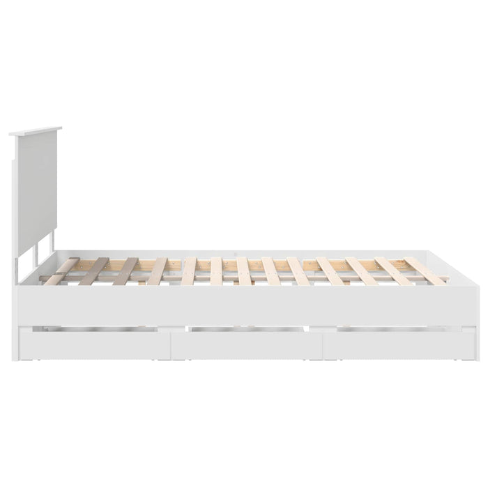 Cadru de pat cu sertar Alb 140 x 190 cm Lemn Ingineresc - WALTI WALTI