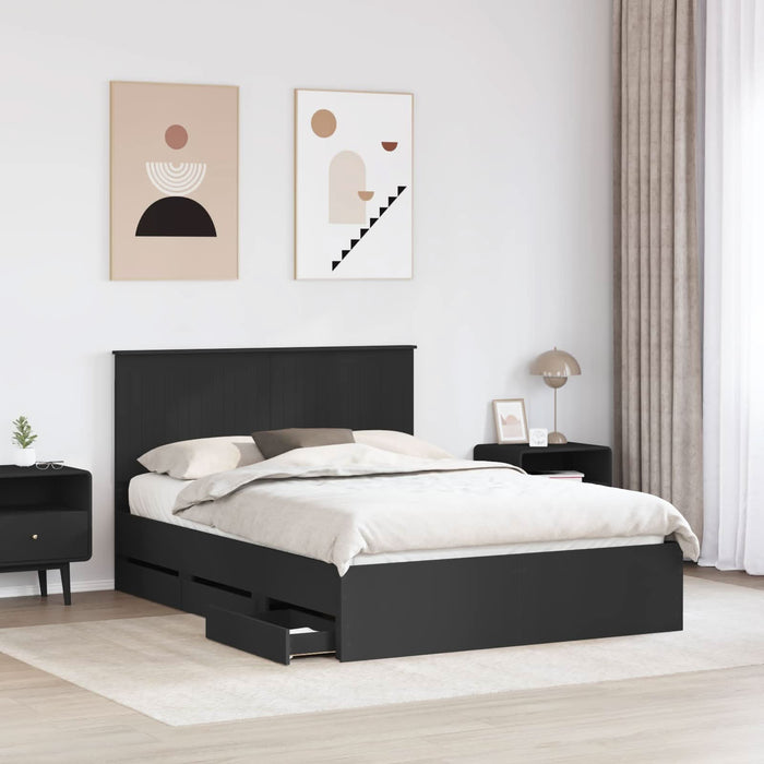 Cadru de pat cu sertar Negru 140 x 190 cm Lemn Ingineresc - WALTI WALTI