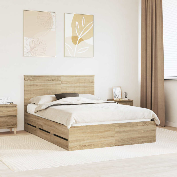 Cadru de pat Stejar Sonoma 140 x 190 cm Lemn Ingineresc WALTI
