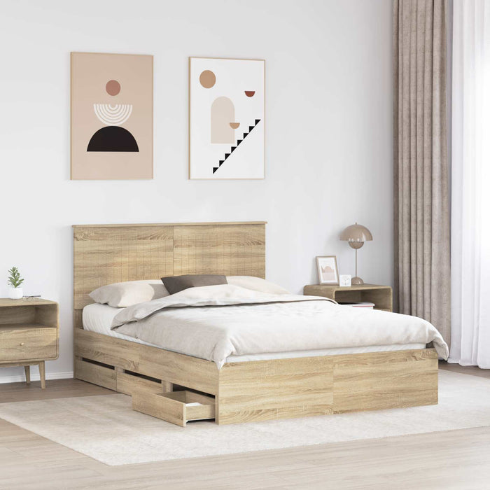 Cadru de pat Stejar Sonoma 140 x 190 cm Lemn Ingineresc WALTI