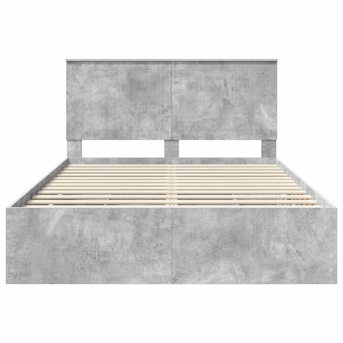 Cadru de pat Gri din beton 135 x 190 cm Lemn Ingineresc - WALTI WALTI