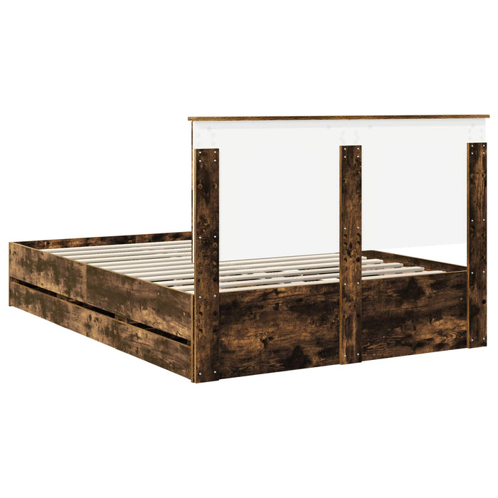 Cadru de pat Stejar fumuriu 135 x 190 cm Lemn Ingineresc - WALTI WALTI