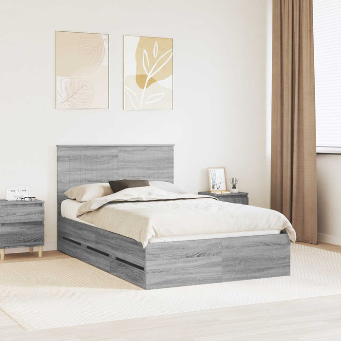 Cadru de pat cu sertar Gri Sonoma 120 x 190 cm Lemn Ingineresc - WALTI WALTI