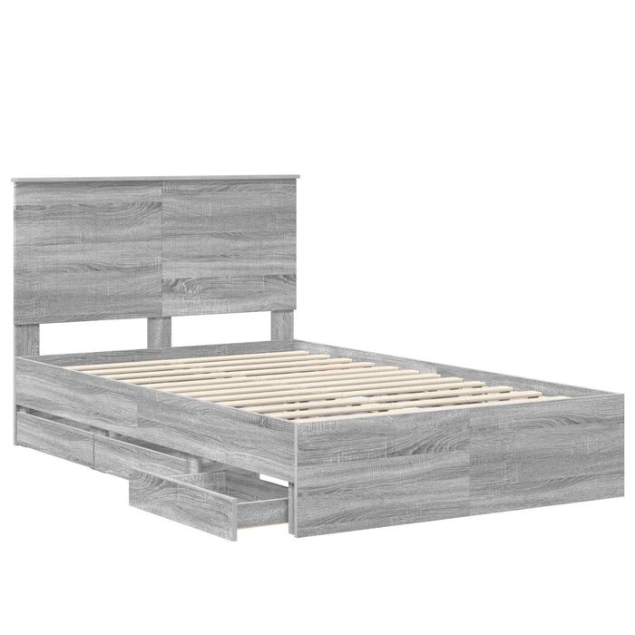 Cadru de pat cu sertar Gri Sonoma 120 x 190 cm Lemn Ingineresc - WALTI WALTI