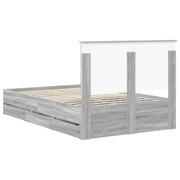 Cadru de pat cu sertar Gri Sonoma 120 x 190 cm Lemn Ingineresc - WALTI WALTI
